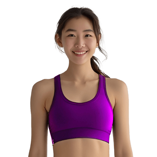 Young, athletic woman with a purple sports bra